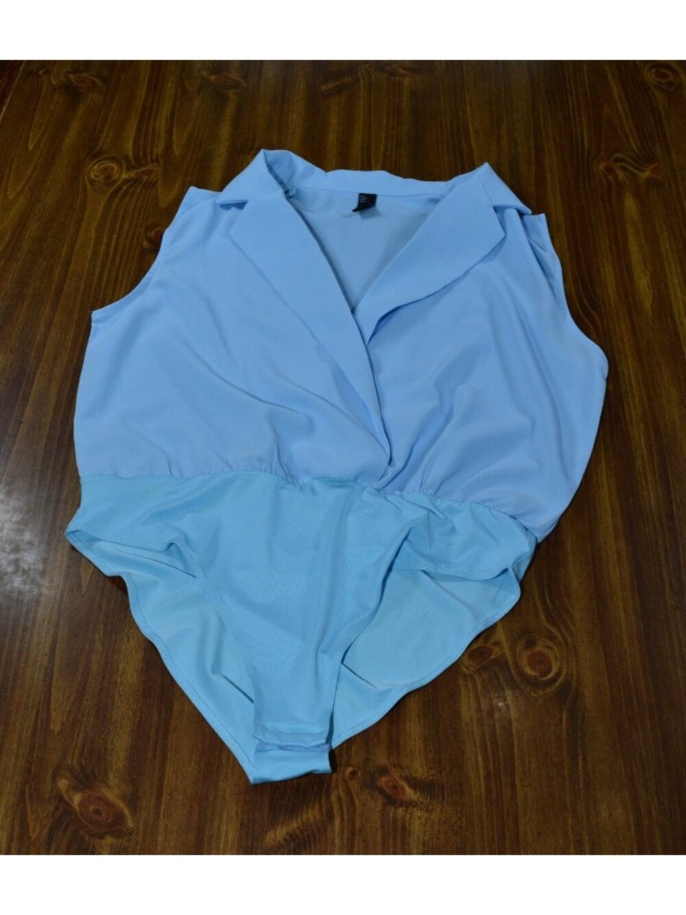 Womens Size Large Bodysuit Blue Tank Top Office Minimalist Clean Corporate Soft